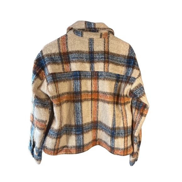 Mystree Cropped Shacket Plaid Button Front Jacket Women's Size LCasual - Picture 5 of 7